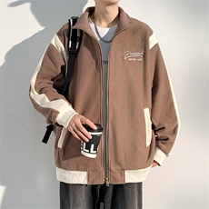 2023冬季新款港风撞色刺绣加绒加厚开衫卫衣6616-P78，男装卫衣，星座914-3