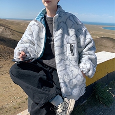特P75限秋冬款两面穿立领外套男宽松加厚棉服休闲羊羔毛棉衣YG01，男装棉衣，电商B370