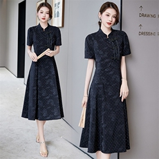 现货2024新款优雅新中式气质印花搭配吊带裙两件套，女装套装/套裙，卡杰菲