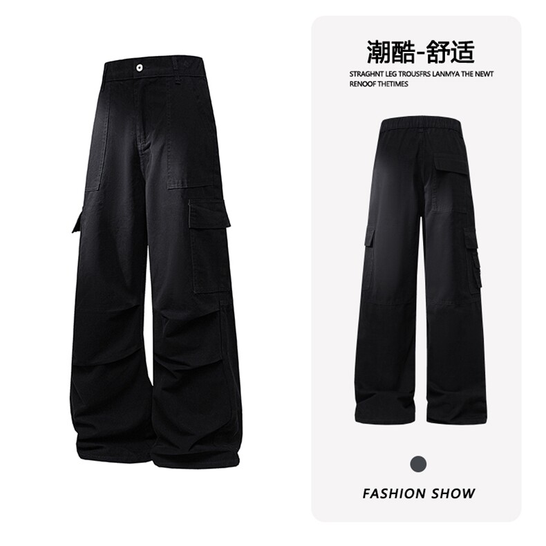 B221 美式ins高街暗黑宽松直筒洗褪工装牛仔裤LK25438-P75控98图片