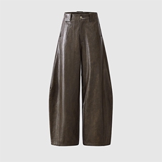 美式高街pu皮裤男宽松阔腿休闲裤oversize百搭机车裤YD9068-P75，男装皮裤，星座509