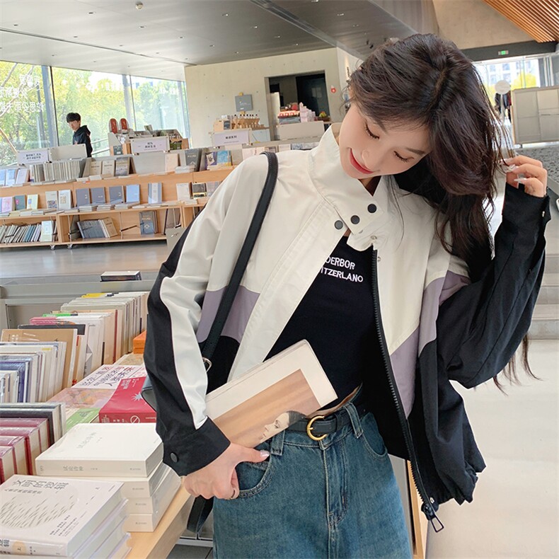 休闲运动风冲锋衣外套女春秋2025新款短款美式慵懒韩系工装夹克,女装短外套,2C187