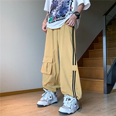 美式复古休闲工装裤男夏季设计感小众oversize直筒阔腿裤子，男装休闲裤，星座716-3