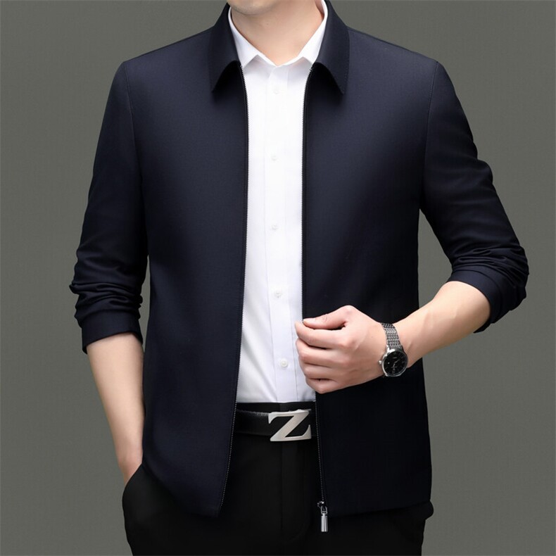 25年新款高端中老年绵羊毛夹克外套男春秋中年绵羊毛茄克衫，男装夹克，钱塘723