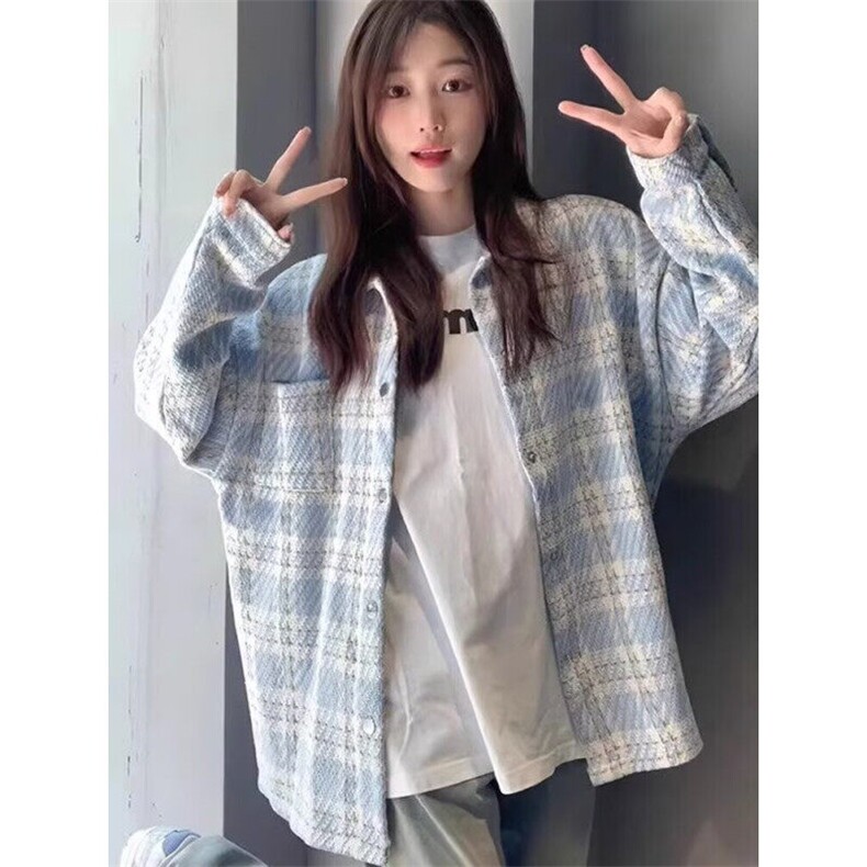 翻领格纹小香风外套女春秋季新款小众清新休闲夹克上衣 JF016图片