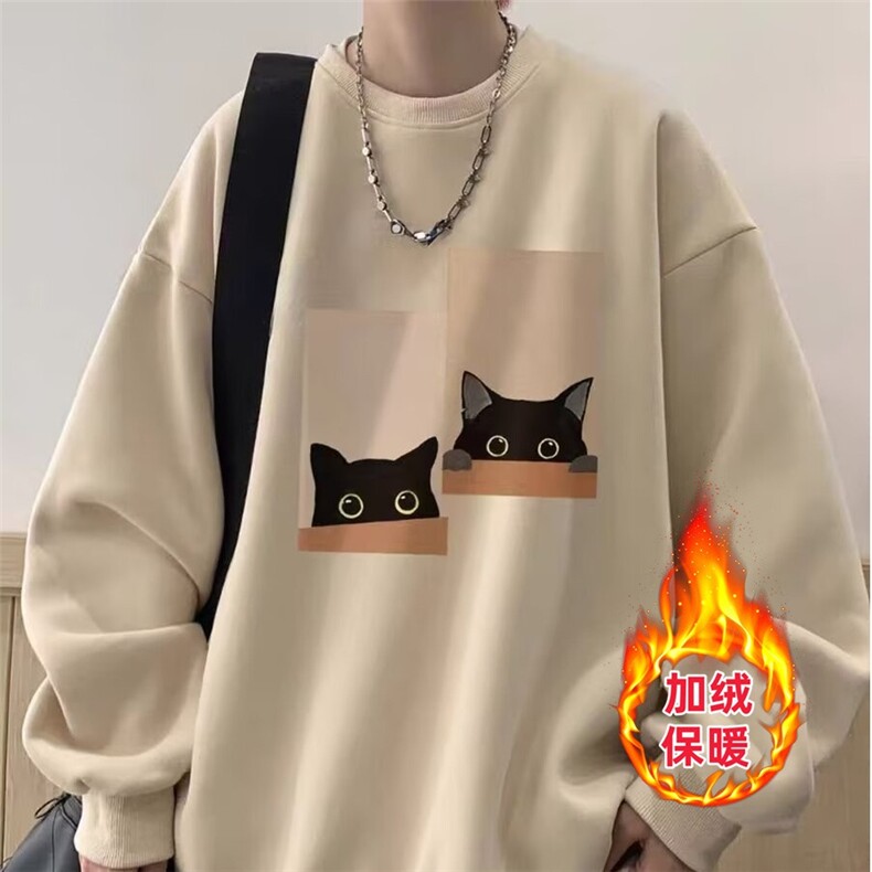 1506A/GB60650/P39新款美式休闲男女猫咪印花潮流圆领卫衣1,男装卫衣,星座1506A