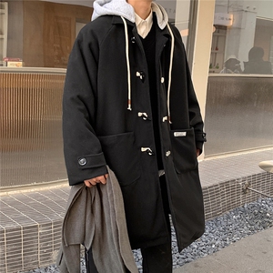 1港风牛角扣加棉呢大衣可拆卸帽大码M-5XL外套男FY8716P138控188图片