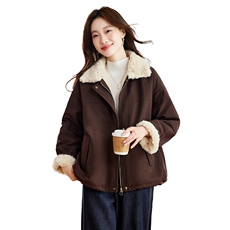 2025冬装新款简约时尚皮毛一体外套，女装毛呢外套，依倍林