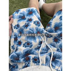 海岛风小花短裤男款夏季小众设计感休闲五分裤ZKA711-P35，男装牛仔裤，星座208-5