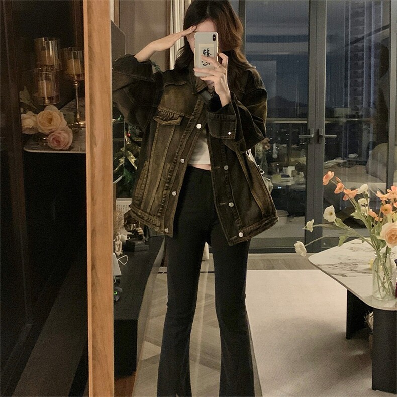 字母印花破洞底特律廓形夹克女2025年早春新款美式外套潮C751-P98,男装夹克,星座911-2(原星座613-2）
