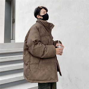 港风PU皮复古做旧设计钢印棉衣男MY77096P130控198抖控228图片