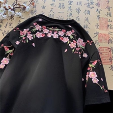 网络图夏季风梅花刺绣圆领短袖T恤情侣半袖上衣，男装T恤，星座410-7