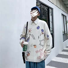卡通印花毛衣春秋季ins港风宽松情侣针织衫毛线衣W1531-P45，男装针织衫/毛衣，星座512-2