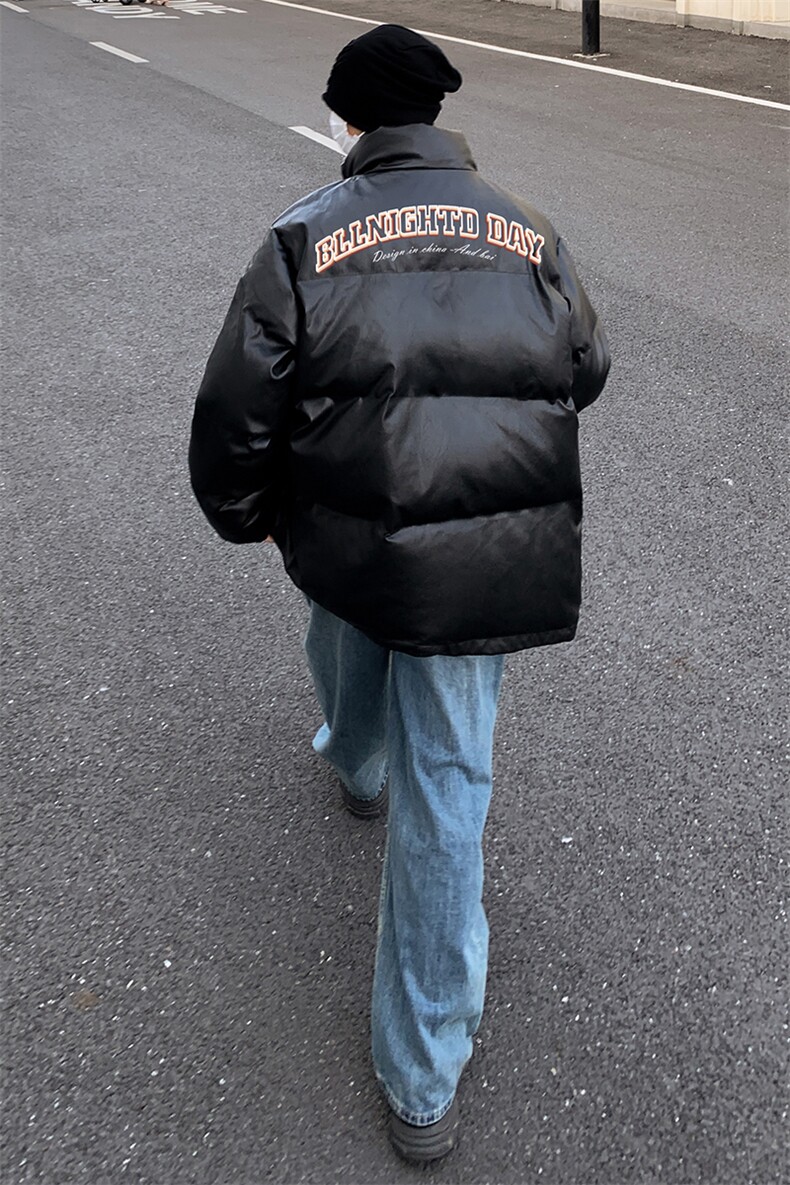 港风23新款冬季时尚百搭立领PU皮棉服外套MY64510P115控158,男装棉衣,电商A268A