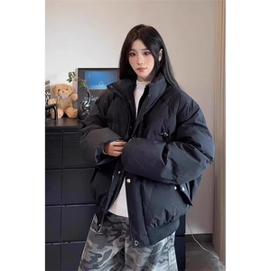 网络图现货  潮牌冬季简约休闲潮酷羽绒服短款连帽面包服J03-P83图片