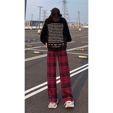 春季新款Q2486-TP4068港风复古直筒阔腿裤休闲百搭格子长裤，男装休闲裤，电商A102