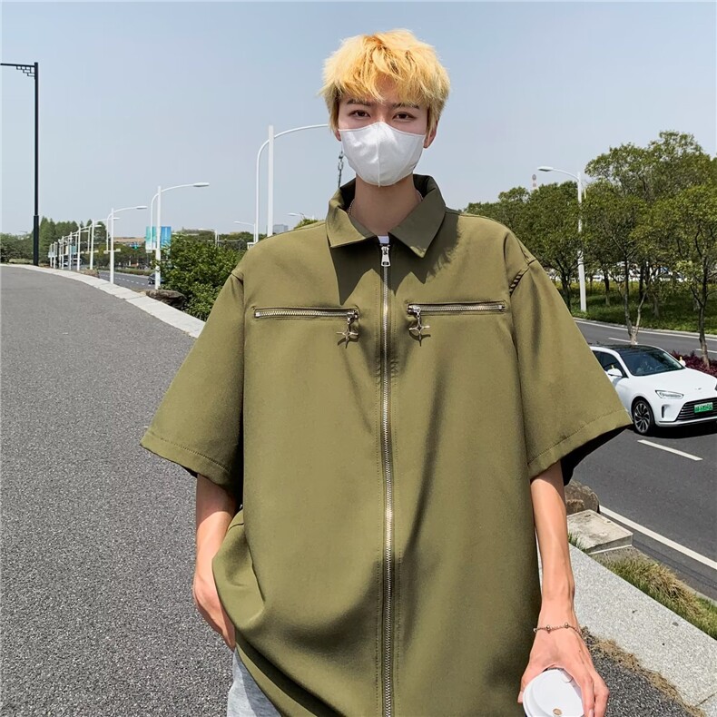 慵懒夏季ins潮流日常标准新款潮青春流行男百搭文艺衬衫五分袖,男装T恤,星座1210-1