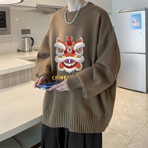 半高领毛衣男士大码针织衫男毛线衣男 M18185-P45 加绒款-P65图片