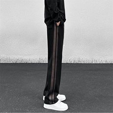 百搭潮男士潮流简约垂感条纹直筒织带休闲运动长裤ZDH8918P54，女装休闲裤，电商A089-1
