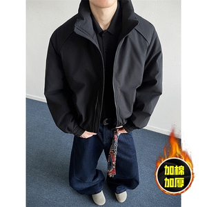 现货美式高街休闲棉衣夹克三防立领纯色户外工装加厚棉服外套图片