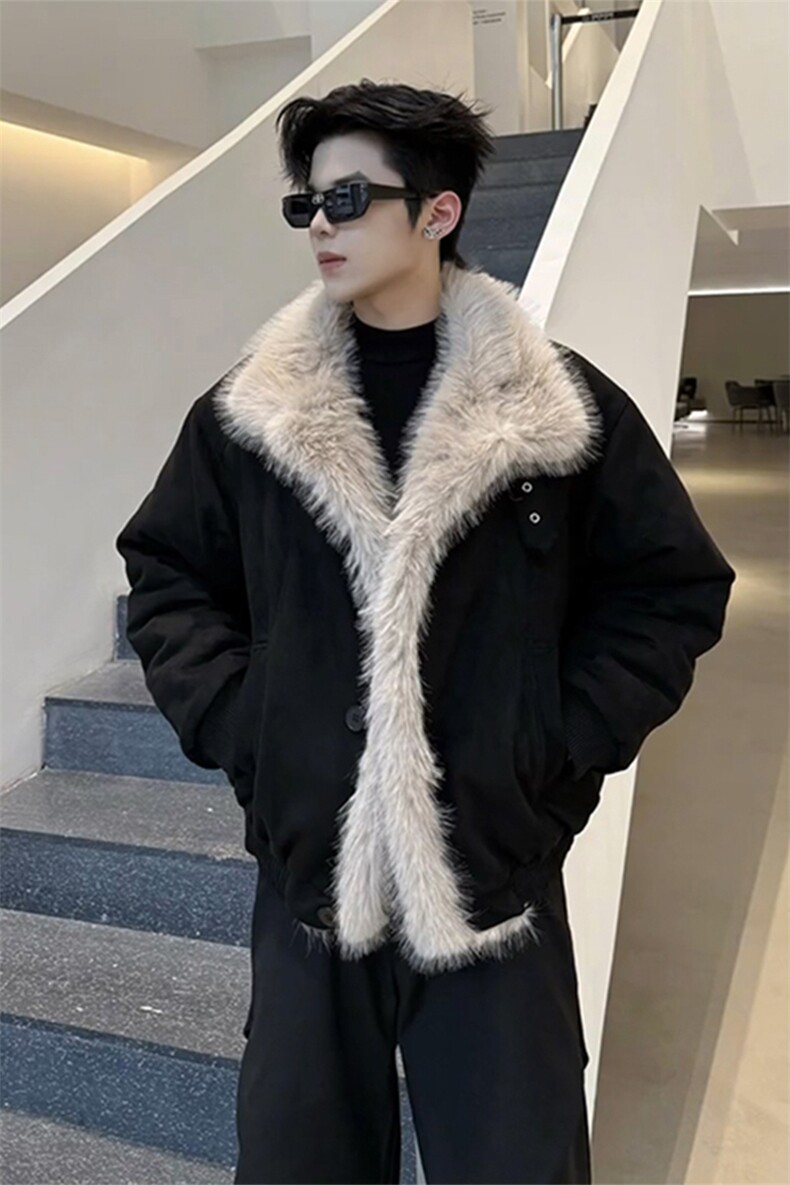 [网图]座山雕做旧麂皮加厚棉服毛领外套男5D1198-TP105178,男装棉衣,电商A102