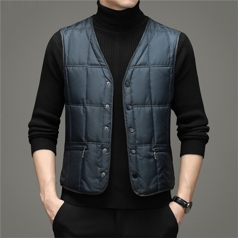 新款2023冬季商务休闲羽绒服马甲中年V领马甲外套男ZK2101-P160,男装背心/马甲,电商B212（原钱塘6029）