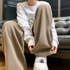 8XL-M特大码秋季新款垂感休闲裤男宽松直筒裤男裤子拖地裤K936P40图片