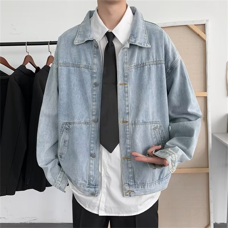 牛仔外套男韩版潮流痞帅衣服炸街工装夹克春秋原宿风外衣J409,男装夹克,星座1116A-1（原606A）
