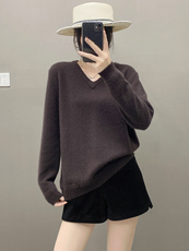 2025年秋季甜美长袖袖口下摆领子鱼骨纹，女装针织衫/毛衣，织绒羊