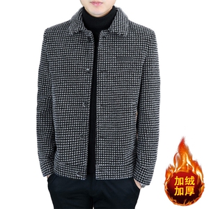 冬季新款男士翻领毛呢大衣加绒加厚夹克外套上衣D19P135图片