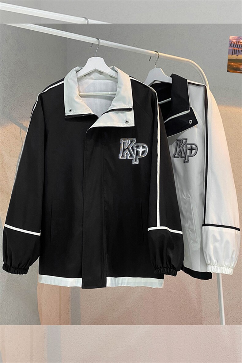 双面穿冲锋衣印花KP夹克男大码棒球服春秋休闲外套6005-P60控108,男装夹克,星座207