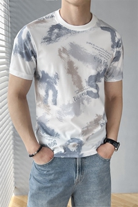 B353 T5826 P35 L-4XL 夏季2025新款男士冰丝凉感速干短袖T恤 灰图片