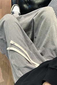 8XL-M特大码秋季新款垂感休闲裤男宽松直筒裤男裤拖地裤K943P40图片