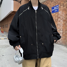 GENIOLAMODE紫色飞行员夹克男秋季新款立领高街痞帅高级拉链外套，男装夹克，星座1013-1