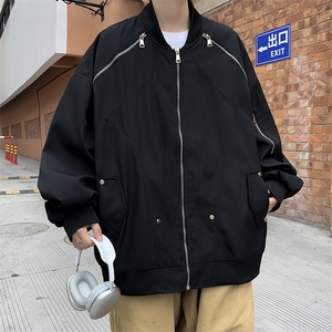 GENIOLAMODE紫色飞行员夹克男秋季新款立领高街痞帅高级拉链外套图片