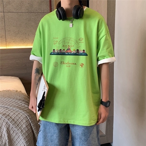 1港风印花休闲情侣日系风潮大码短袖T恤男DT7652P25控38图片