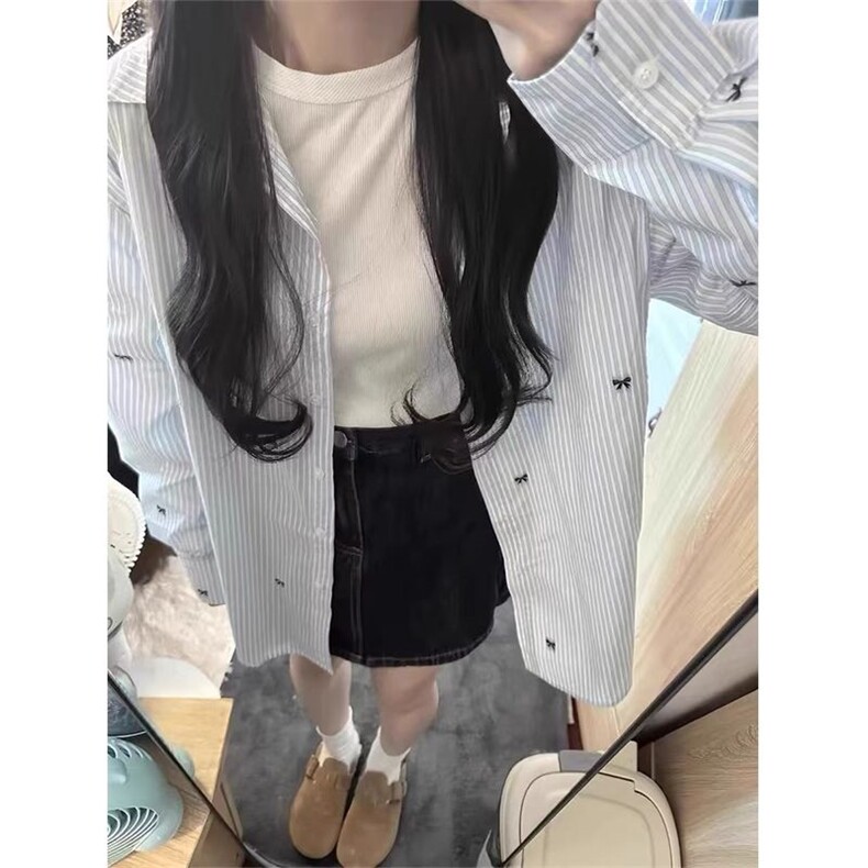 1506-1/GV7230/P41衬衫外套女春秋新款宽松百搭衬衣上衣图片