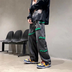 牛仔裤男宽松直筒裤WH13P55图片