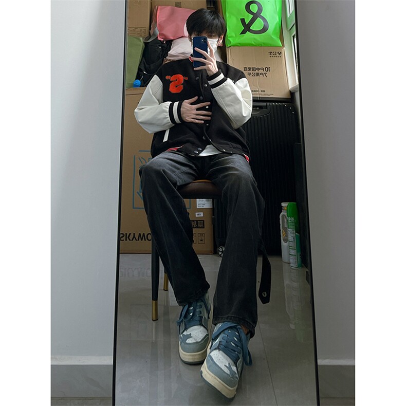 B221美式ins高街小众拉链直筒牛仔裤LK23028-P60控78,男装牛仔裤,电商B221