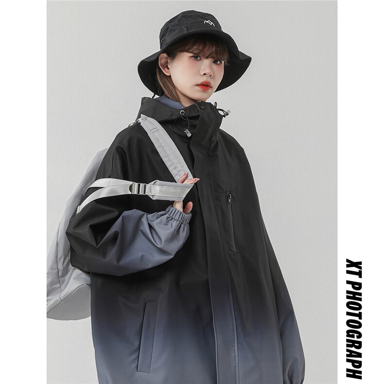 2026中性风山系防水冲锋衣渐变色夹克女大码M-5XL休闲JK77088P85，男装夹克，星座227-7