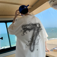 已注册/夏季重磅外景纯棉复古休闲短袖T恤男宽松打底衫DT9942/P25，男装T恤，电商B316