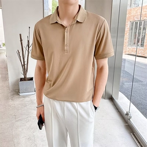 高级感短袖t恤男士夏季痞帅翻领POLO衫潮牌男装新款半袖上衣 PL07图片