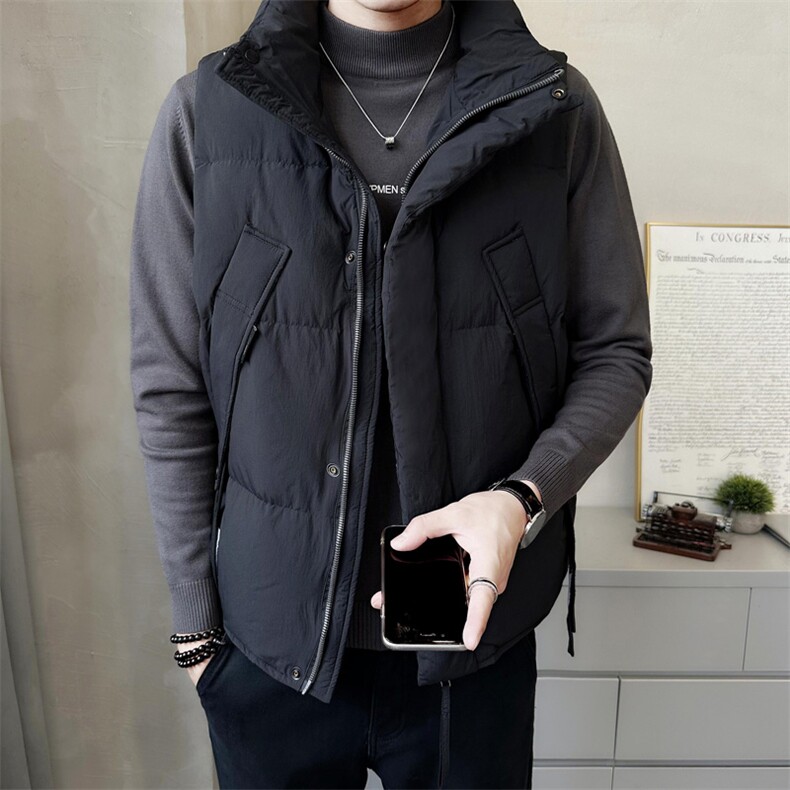 短款立领羽绒马夹男休闲日系面包服保暖外套马甲背心M6003-P130,男装背心/马甲,电商A239