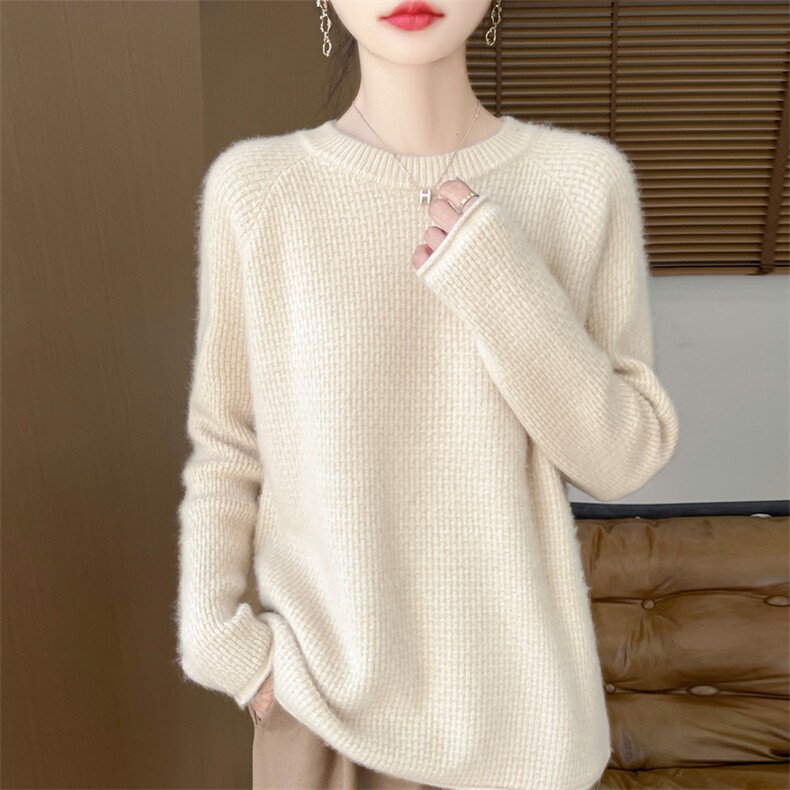 2025半高圆领长袖针织衫女一线无缝内搭打底衫毛衣纯色休闲上衣新，女装羊毛衫，迅太羊绒