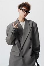 双排扣大码M-5XL西服男成分96%聚酯纤维4%氨纶XF78127P85控128，男装西服，星座227-7