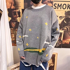 美式街头设计感圆领毛衣男慵懒风休闲针织衫M9048P45，男装针织衫/毛衣，星座1116-2
