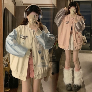 A516-P105 春秋季可露丽风小狗刺绣拼接撞色棒球服外套休闲夹克图片