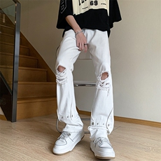 夏季ins美式高街hiphop破洞铆钉牛仔裤货号K750P60，男装牛仔裤，电商A063