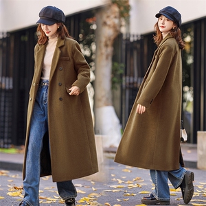 长款过膝羽绒服女2023冬季新款大牌高端时尚洋气红色西装毛呢外套图片
