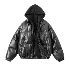 现货假两件pu皮衣棉服外套男冬季新款加厚美式高街棉衣M106-P120，男装皮衣，星座308B-2